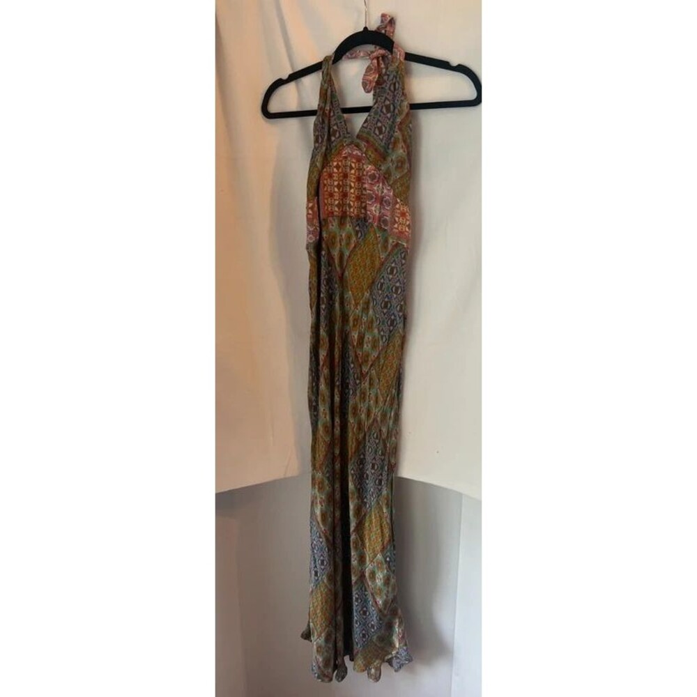Carolina K Boho Patchwork Print Halter Maxi Dress Size XL